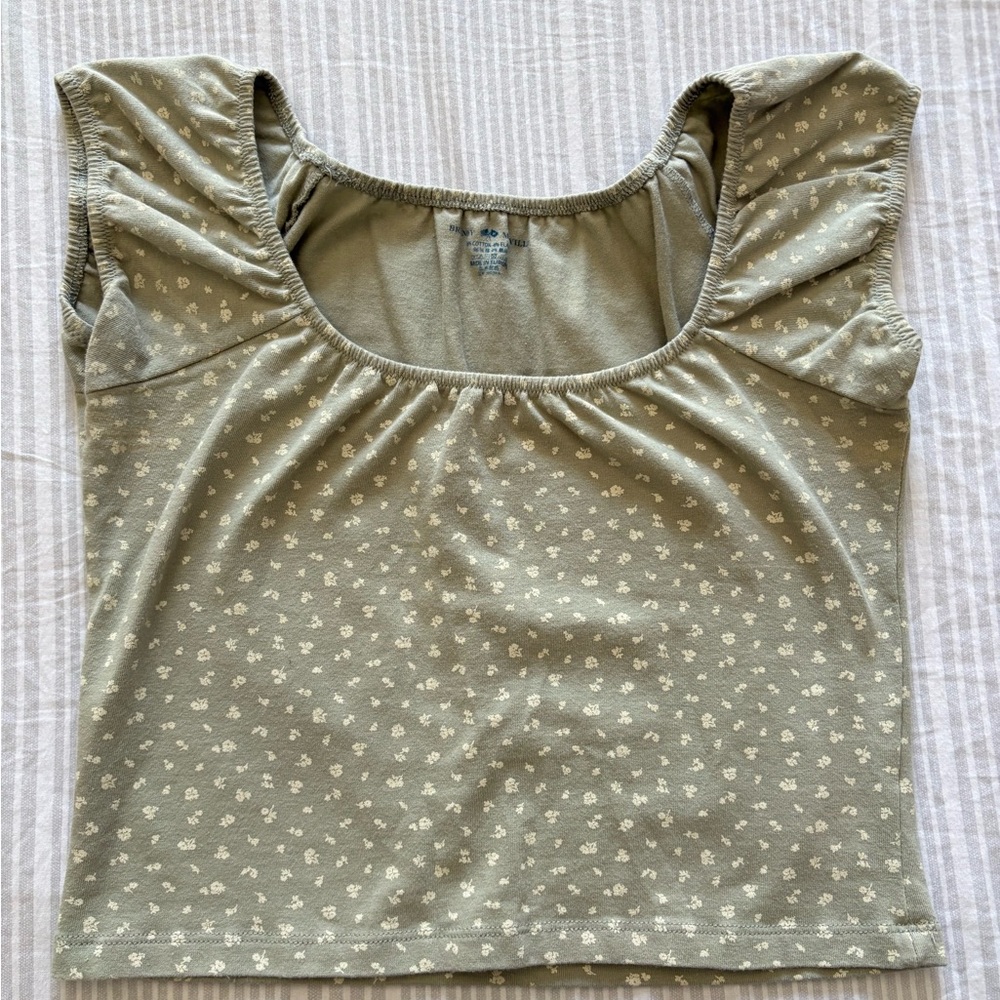 Brandy Melville green floral Eden crop top